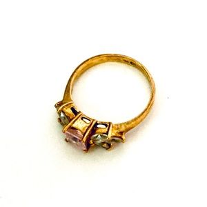 Vintage Gold Pink Ice Ring Y2K Jewelry